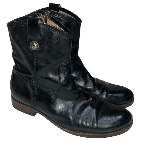 FRYE Melissa Button Short Black Riding Style Boots Size: 10B - Picture 1 of 9
